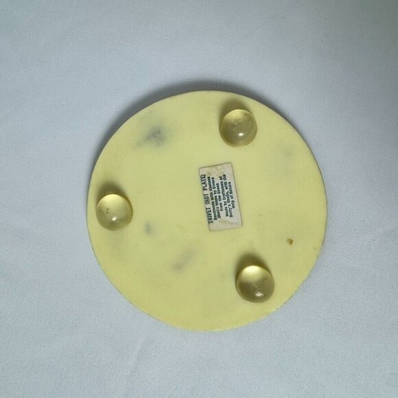 Vintage Betty's Shells Abalone Shell Round Trivet Hot Plate MCM Vomit Lucite - Picture 4 of 5